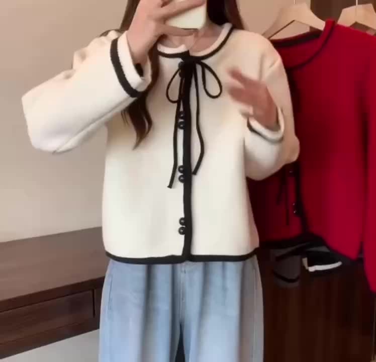 Jaket Sweter Wewangian Kecil Yang Modis Dan Mewah  Atasan Sweter Lengan Panjang Serbaguna Untuk Wanita