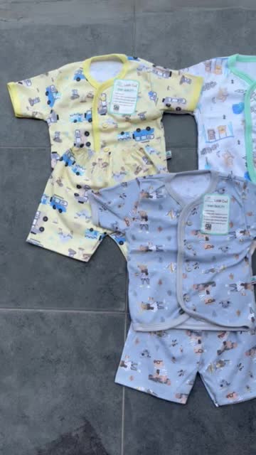 Setelan Baju Pendek dan Celana Panjang Bayi Winteku (1 Set Isi 3 Pasang) untuk Usia 0-2 Tahun Boy Girl - Parsel