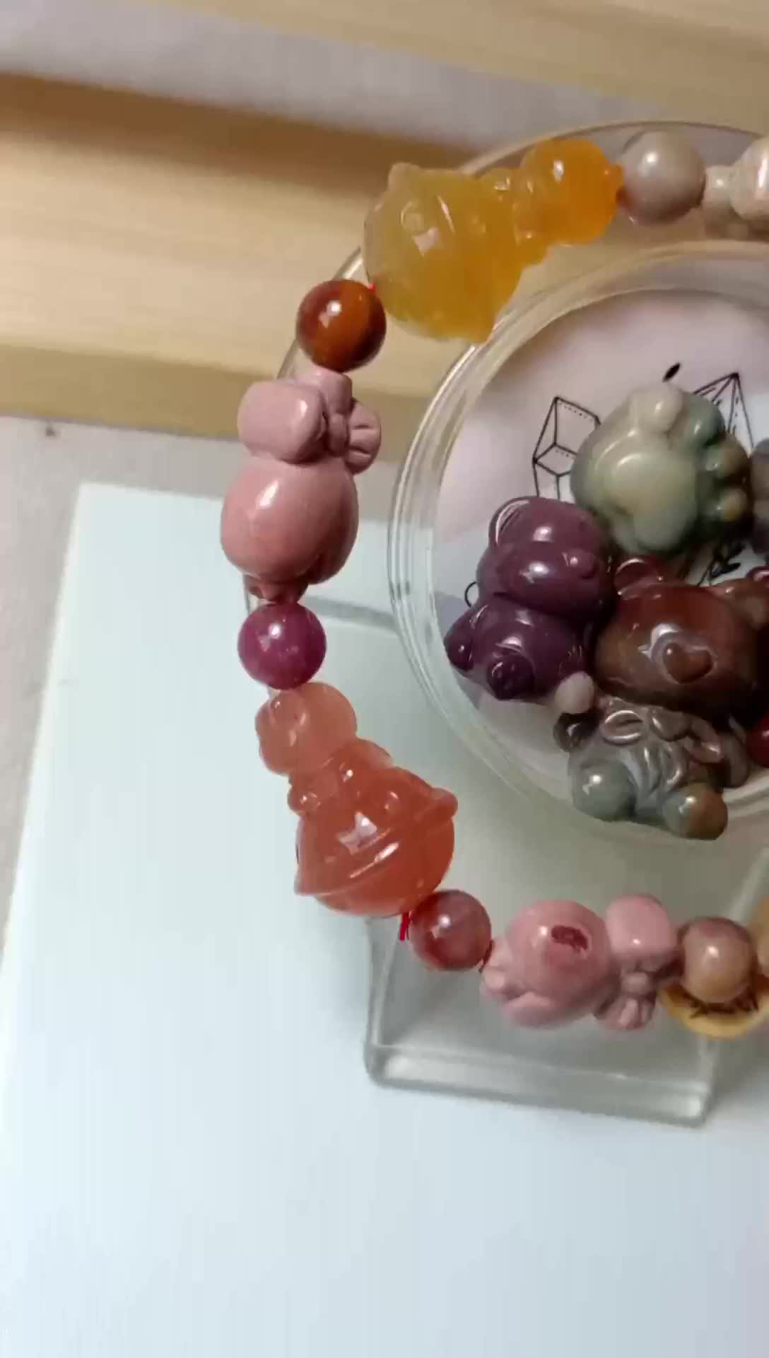 Spacer Alashan Agate Cute Dog Cat Rusa Bear Beruang Lucu Aksesoris Gelang Pendant