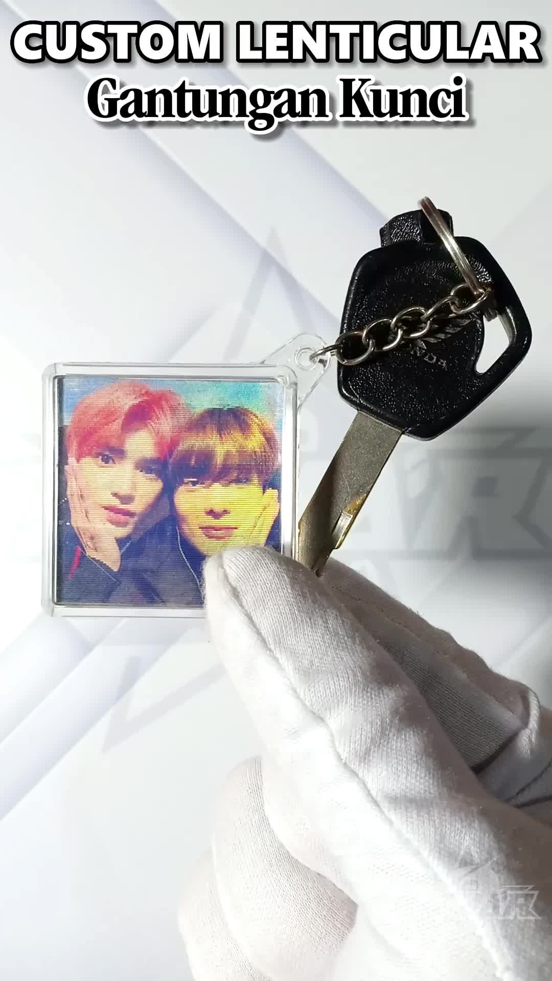 [C4] Cetak Gantungan Kunci Akrilik 3D Bisa Berubah 3 Gambar Dalam 1 Frame | Custom Lenticular Keychain