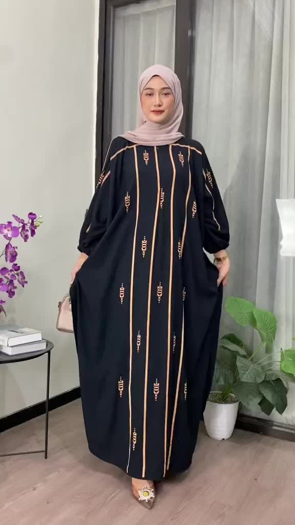 Najwa Kaftan Kelelawar By Sekata Batik Gamis Kaftan Rayon Premium Jumbo motif Salur Busana Muslim Wanita