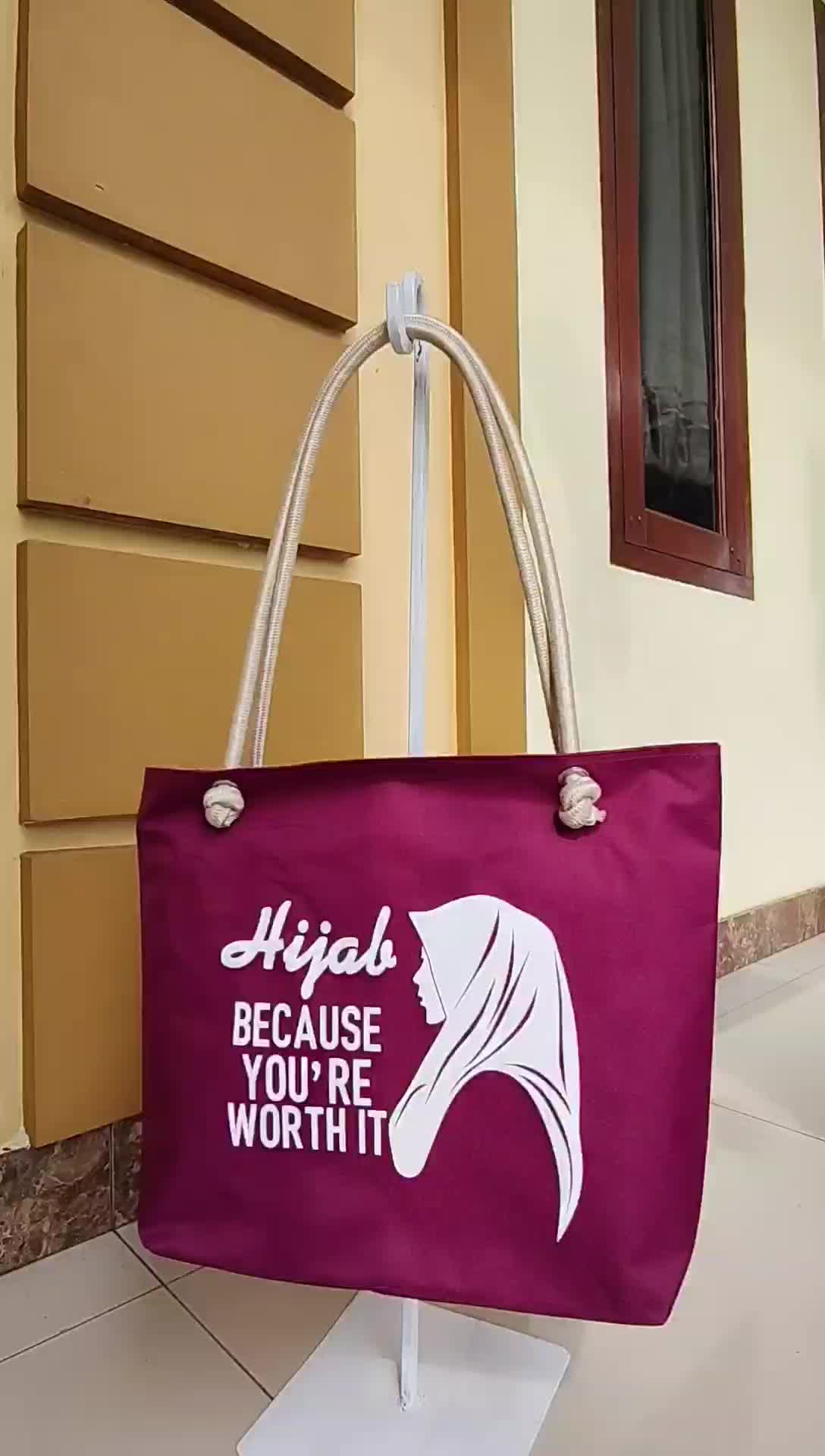 Totebag Hijab Polos Totebag Wanita Tas Sekolah Tas Kuliah Tas Pengajian Tas Kekinian Totebag Tali Sumbu Bahan Nilon Tas Ibu Anak Tas Souvenir