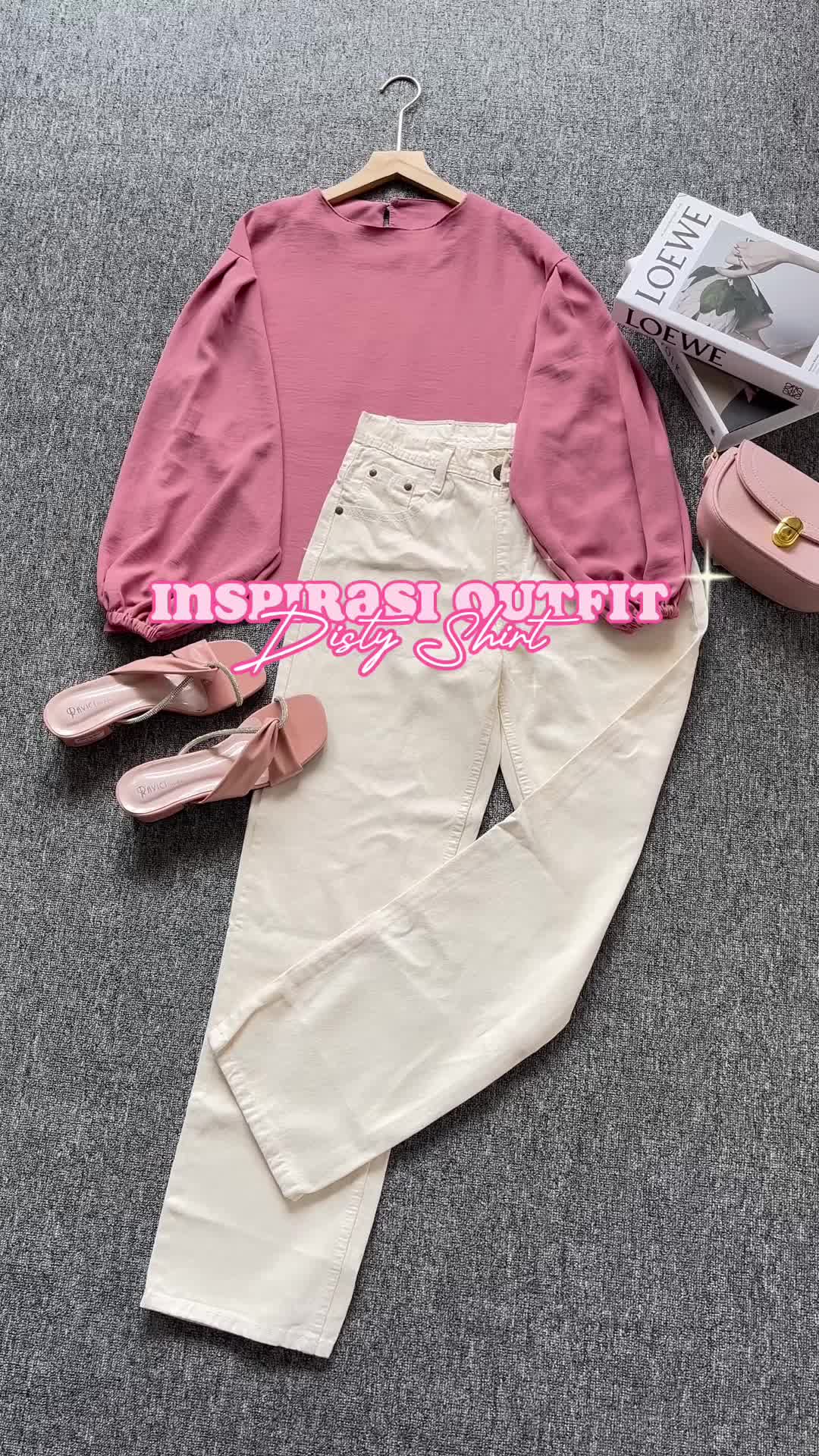 R.A SHOP - Keyra Blouse Crinkle Wanita Oversize Kerah Bulat Baju Panjang
