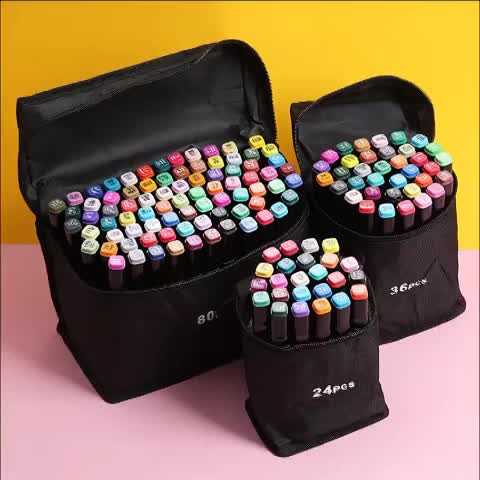 Spidol Warna Warni 1 Set Sketch Marker 2 Tip Touch Marker 48/60/80 Warna Highlighter Stabilo Mewarnai Menggambar Dual Kepala
