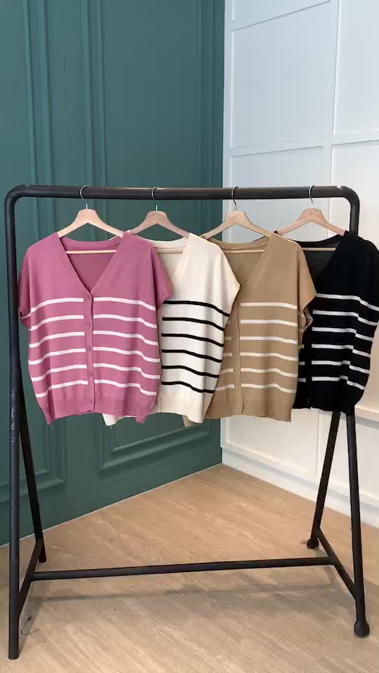 BL20979 Weekdays Stripe Loose Knit Top
