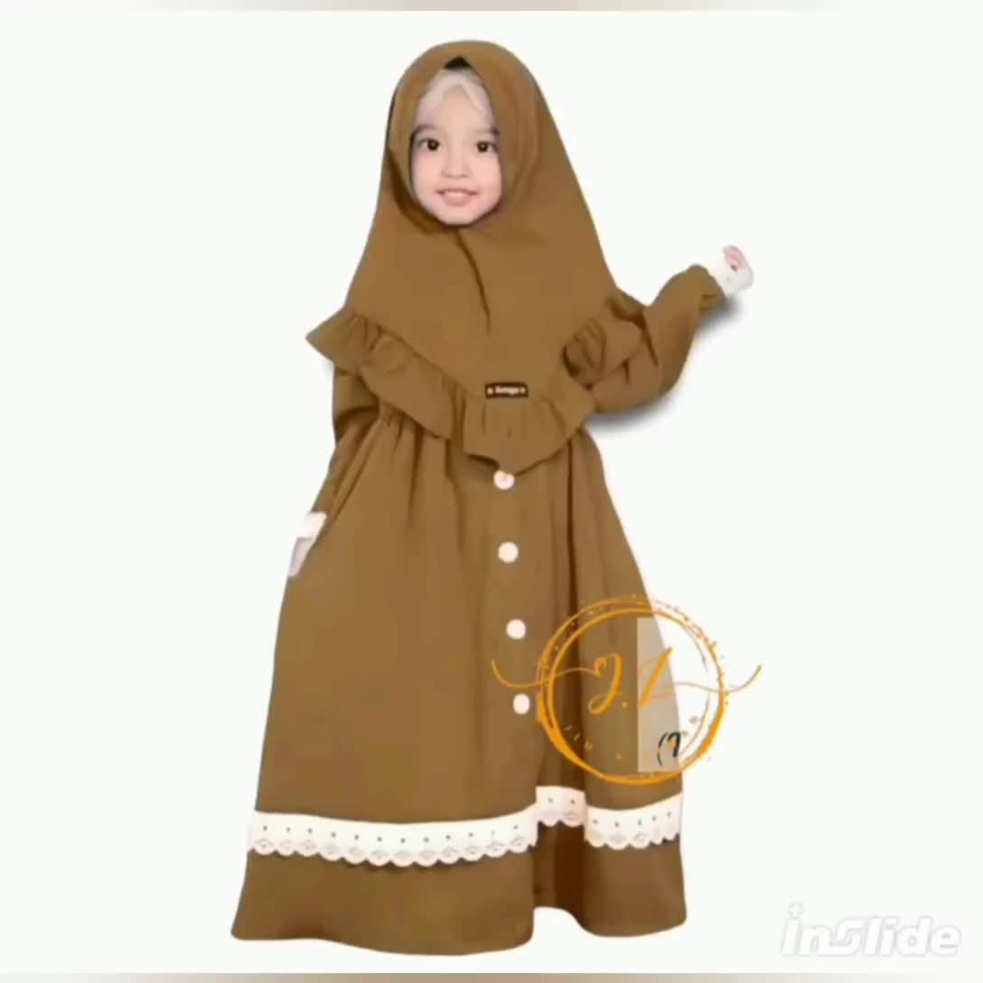 Gamis Syar'i Anak Perempuan + Kerudung Usia  1-8 Tahun / Baju Muslim Anak Terbaru