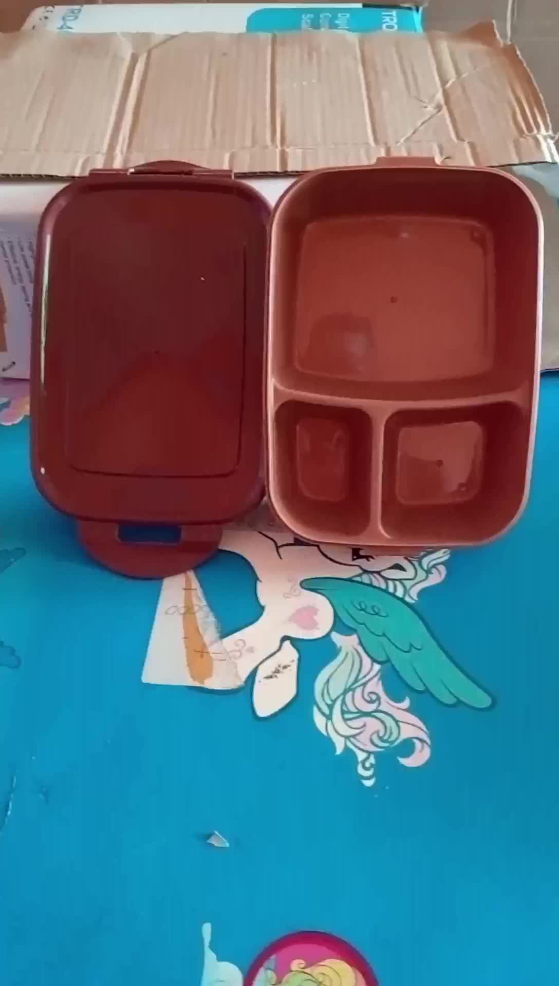 TEPAK nasi sekat/tepak bekal. WARNA COKLAT lebar 14 cm. panjang 20 cm. tinggi 7 cm. bahan plastik warna RANDOM
