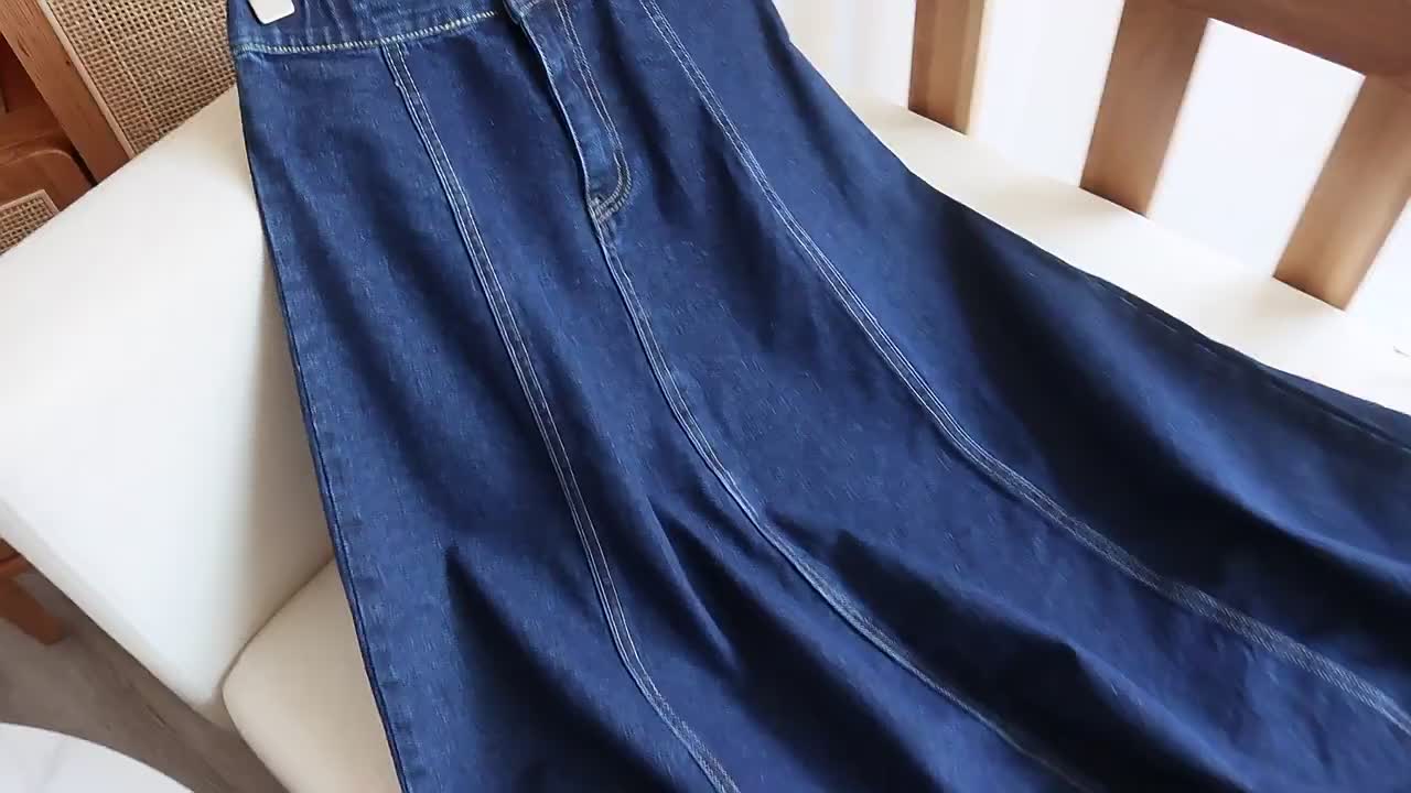 COD Bigsize——6XL rok jeans wanita panjang high waist stretch rok denim 7/8 korean style Rok Mayung Jumbo skirt fashion androk wanita   Midi Cewek Pendek Serut