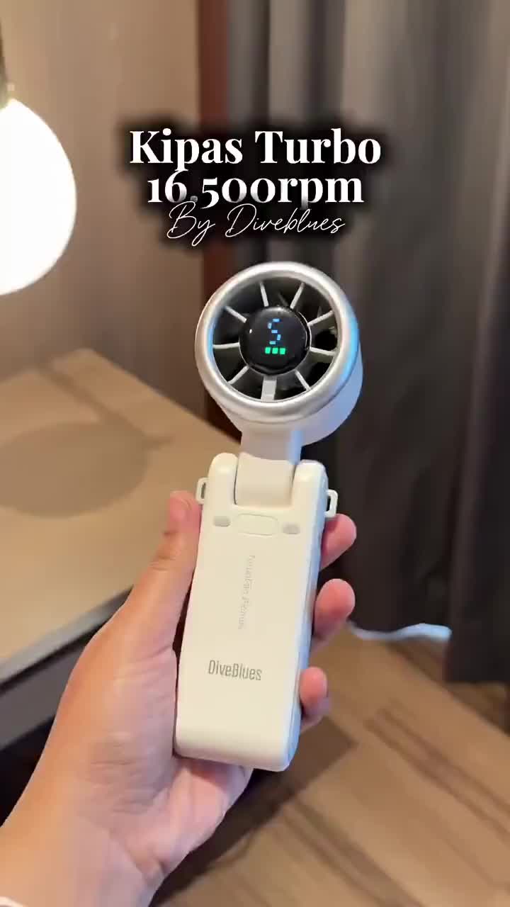 Kipas Ac mini portable 29900RPM Kipas portable Genggam High-speed 4000Mah Kipas Kecepatan Tinggi 5 Gear Wind dapat dilipat Digital Display Adjustable Led Strong 12H Kipas Turbo Angin Portable USB kipas tangan Kipas portable Mini