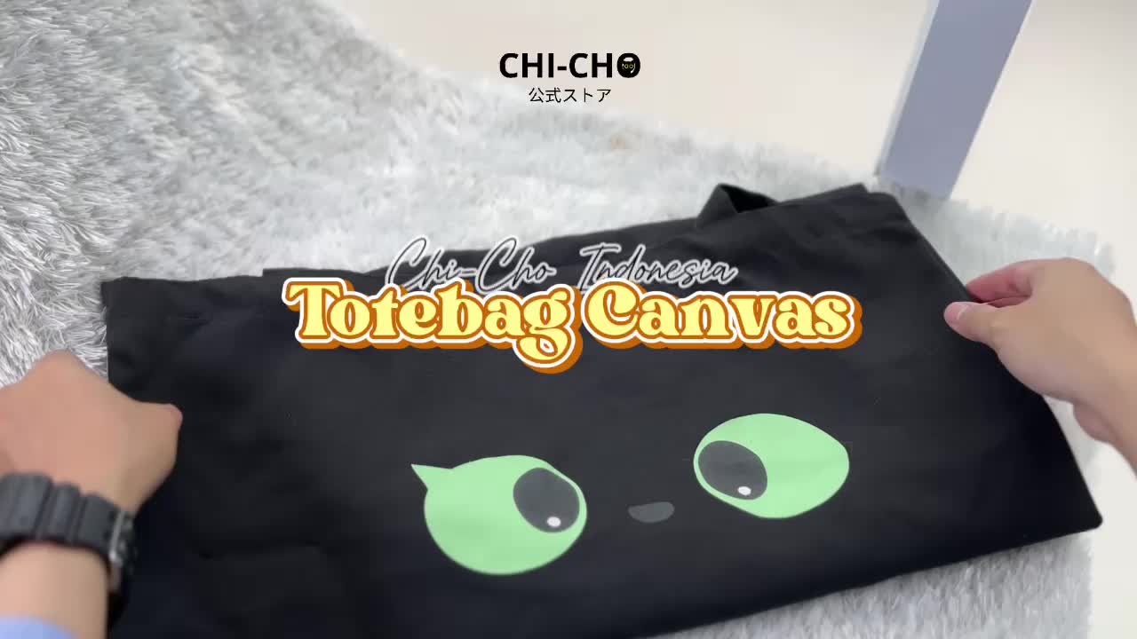 CHI-CHO Tas Boneka Kucing Canvas Lucu Tas Sekolah Bermain Kasual Karakter Kucing Lucu