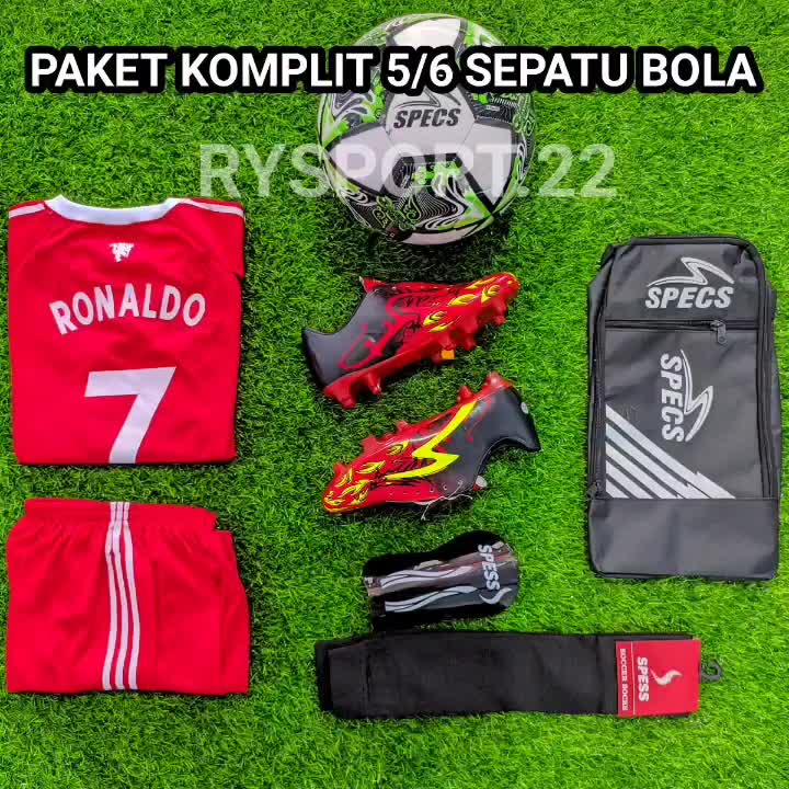 Sepatu Bola Anak Specs Best seller dengan Paket Komplit 6, Bola, dan Perlengkapan Olahraga Outdoor Sport Boots