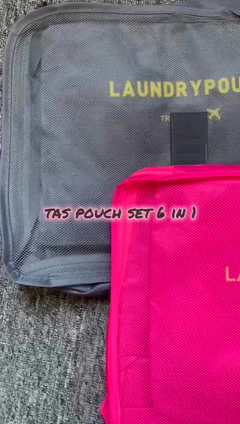 [DM] TS1891 Tas kemasan perjalanan luar ruangan, tas penyimpanan perjalanan besar, set 6 potong, koper perjalanan bisnis, tas organisasi pakaian dan serba-serbi