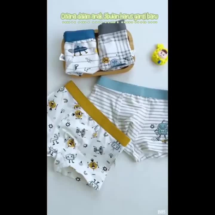 Zakka Store 4pcs Celana Dalam Anak Laki-Laki 0-15 Tahun Katun Lembut CD Celana Dalam Motif Kartun