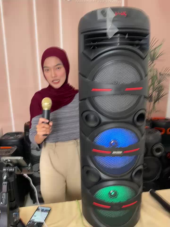 ICHIKO Speaker Karaoke Bluetooth Led pomsel Tws sunwoofer8inci Besar Super Bass Portable SZ8336 With Microphone Wireless Ponsel Subwoofer speaker  bluetooth