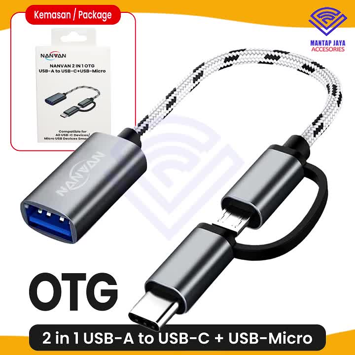 [ COD ] NANVAN OTG 2 IN 1 TYPE TIPE C / MICRO USB / FLASH DISK / MOUSE UNIVERSAL UNTUK HP