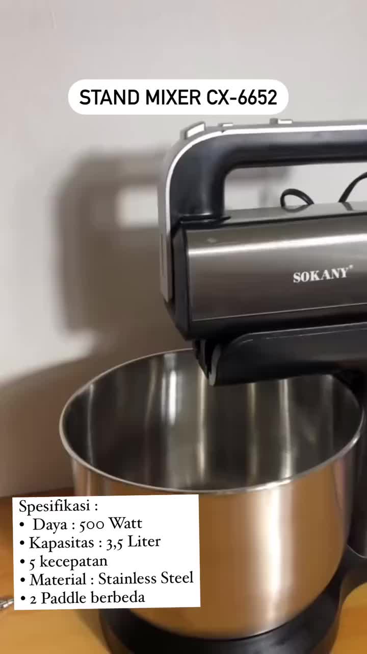 Stand Mixer Hand Mixer Kapasitas 3.5 Liter 5 Kecepatan Sixma CX-6652