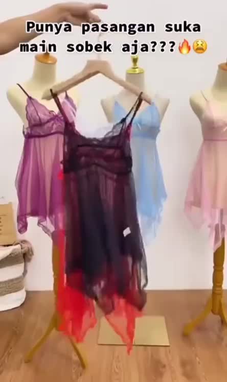 Lingerie Sexy Baju Dinas Malam Free G-String Pakaian Wanita Dress Transparan PRIVASI