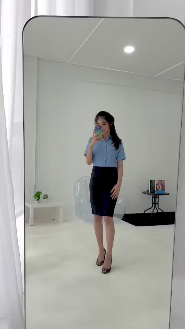 Kemeja Atasan Lengan Pendek Wanita Korean Style Bahan Shakila Twill Nyaman Idaman Cewe Kekinian