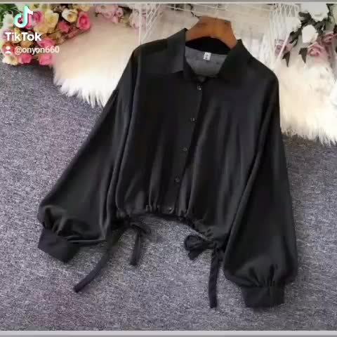 Kemeja Alya Body Crop/Kemeja wanita Dewasa ceruty Babydoll/Atasan remaja full kancing tangan balon Terbaru Terlaris &Termurah paling dicari Transparan