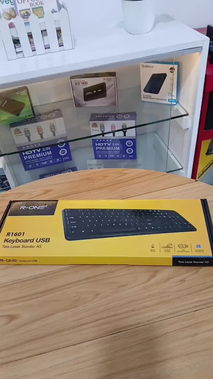 KEYBOARD KOMPUTER MURAH USB R-ONE WARNA HITAM TERBARU KEYBOARD MURAH PORT USB WIRED R1601