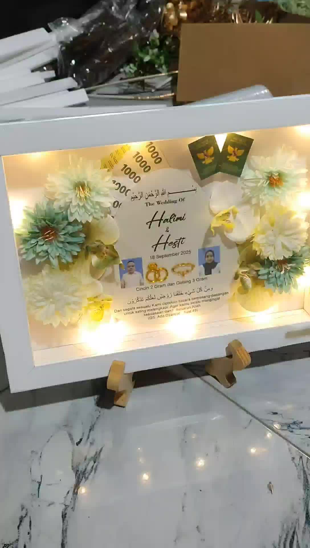 Mahar Pernikahan Akrilik 30x40 30x35 Mahar Aesthetic Free Lampu Aksesoris Bunga Foto Kaca Akrilik Putih Frame