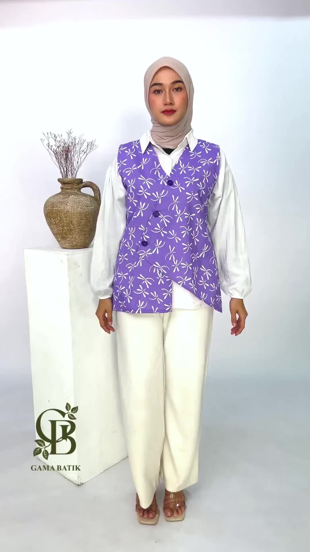 Vest Batik Rompi Batik Atasan Wanita Tanpa Lengan Cardigan Katun Panjang outer lucu