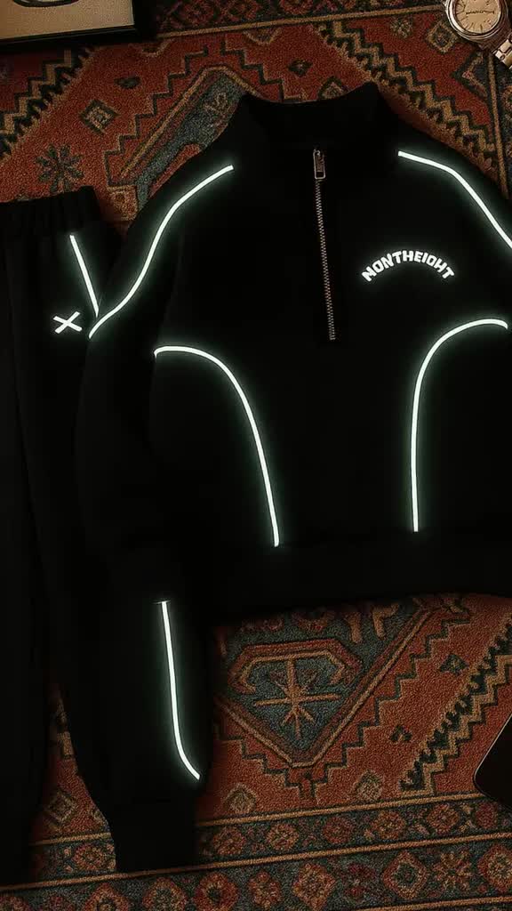 MONX Setelan Jaket Anak Laki Laki & Wanita Motif List Putih Reflektif 2-12 Tahun Unisex Katun Perempuan Bayi Parsel Flecee Tebal Hangat Fashion Terbaru dengan Saku Kiri dan Kanan Size S-XXL