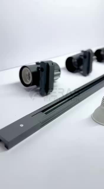 Paket Lampu sorot rel 1 set isi 4 spotlight track light rell hitam