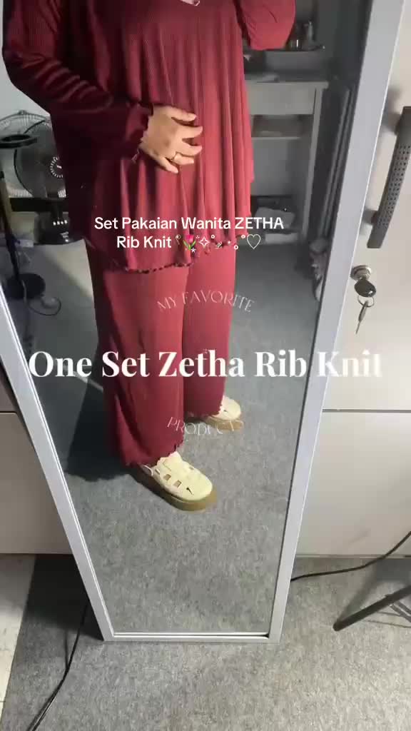 ZETHA ONE SET - Setelan Celana Bahan Rib Knit Melar Model Kriwil DA Grosir