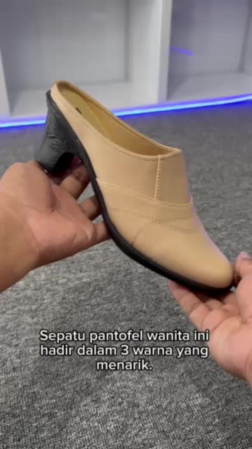SANDAL WANITA HEELS SLOP KULIT HAK 7CM Shoes
