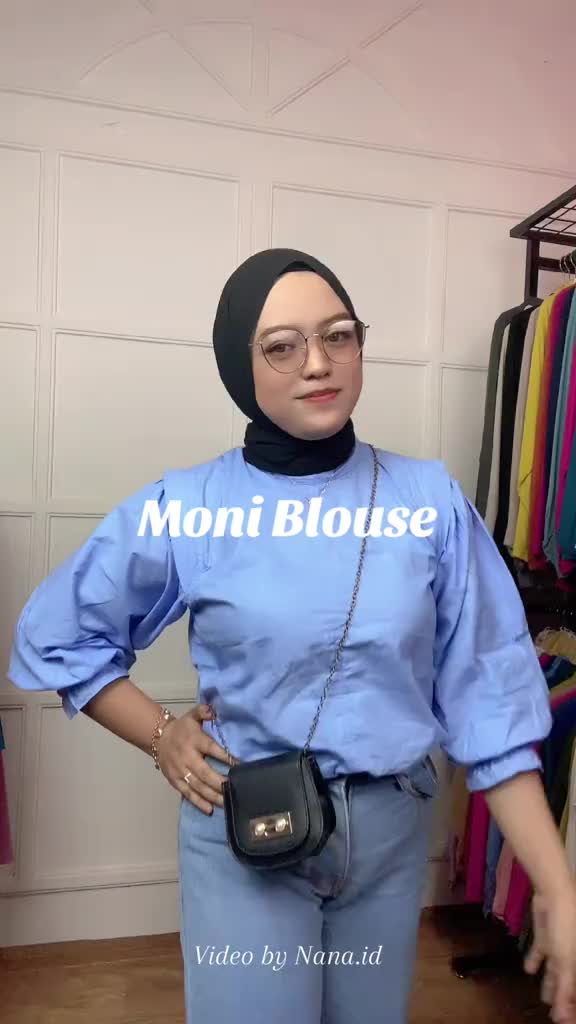 Moni Blouse Katun Wanita Lengan Balon Baju Atasan Top Nyaman Mini  Linen