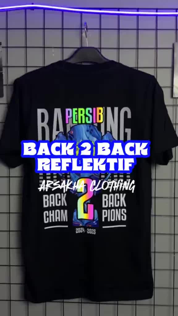 Kaos Reflektif Persib Bandung Back to Back Champions Trophy Baju Distro Katun Combed 30s by Arsakha Clothing