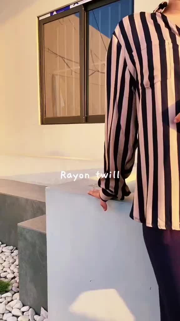 Vidya - Setelan Mori 0764 - Bahan Katun Rayon Twill - Set Salur wanita - Baju Motif Garis Celana Panjang