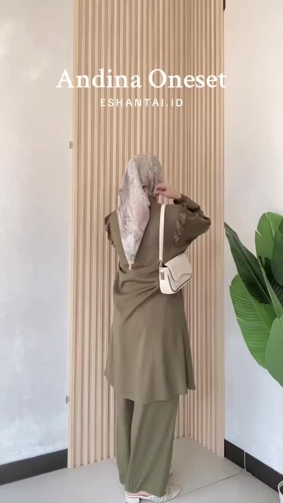 Andina L-4XL LD 140 130 120 Oneset Best Seller Jumbo | Setelan Bahan Rayon Twill Premium Adem & Nyaman | Setcel Tunik Panjang Kancing Busui Bumil Friendly + Celana Kulot Karet | Setelan Muslimah Big Size by Eshantai untuk BB 100 kg Daily & Semi Formal