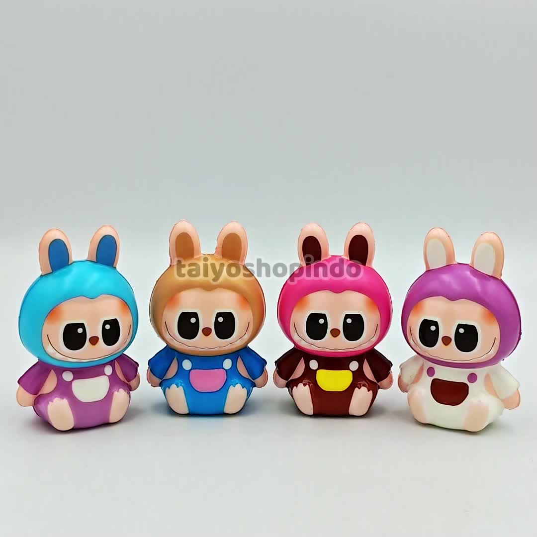 TAIYO Squishy Slow Labubu Duduk Sit Karakter Colorful Squisi Pencet Dekompresi Pinch Squeeze Mainan