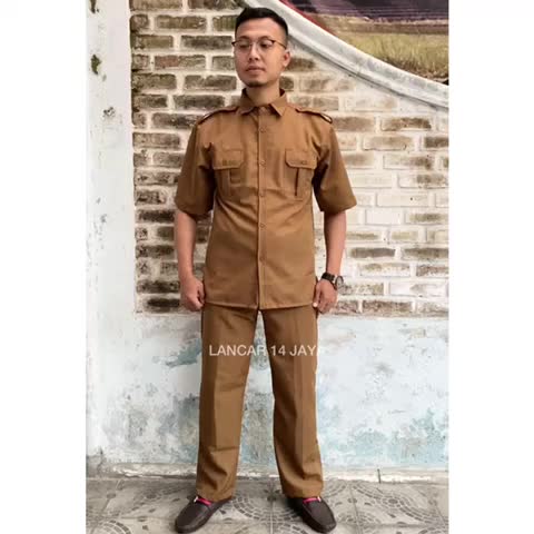 LANCAR JAYA Seragam PNS Seragam Pemda Pria Khaki tua Baju Pdh Pegawai Negeri Dinas Pemerintah Baju Guru