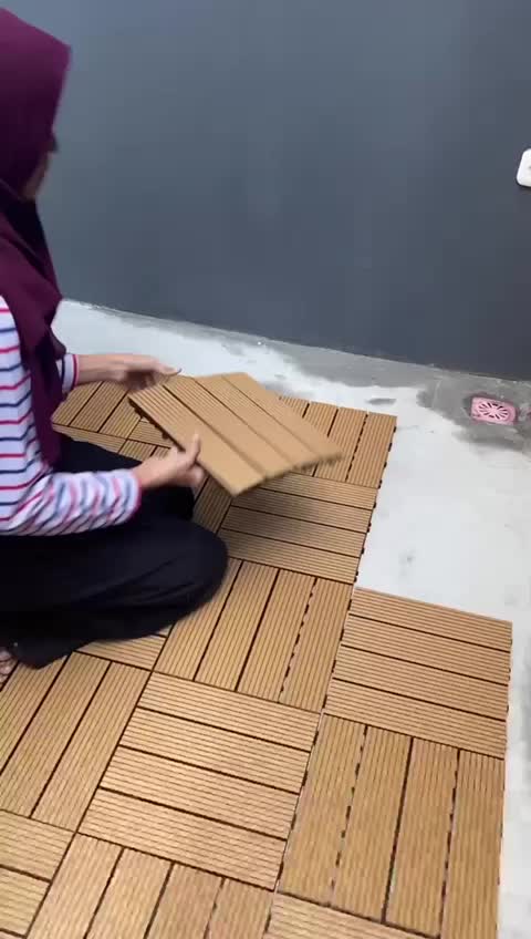 Decking Tile WPC Outdoor DIY / Lantai Kayu Ubin Teras Taman Kolam Renang, Bongkar Pasang