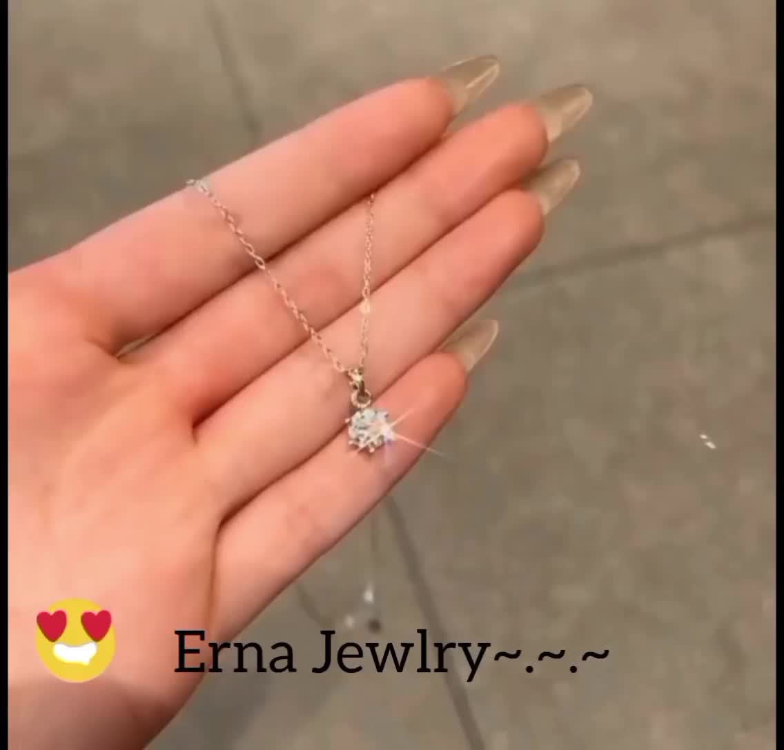 Kalung Titanium Wanita Rantai Nuri Liontin Permataa Silver Berlapis Emass Putih Mewah Elegan Anti Karat Dan Tidak Mudah Luntur