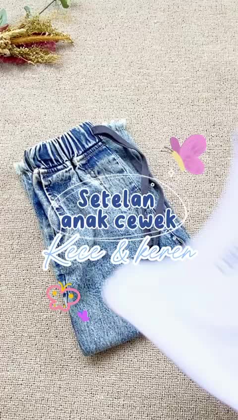 Setelan Baju Anak dan Jeans anak perempuan umur 3-12 Tahun, setelan anak perempuan, one set baju anak anak bahan Katun