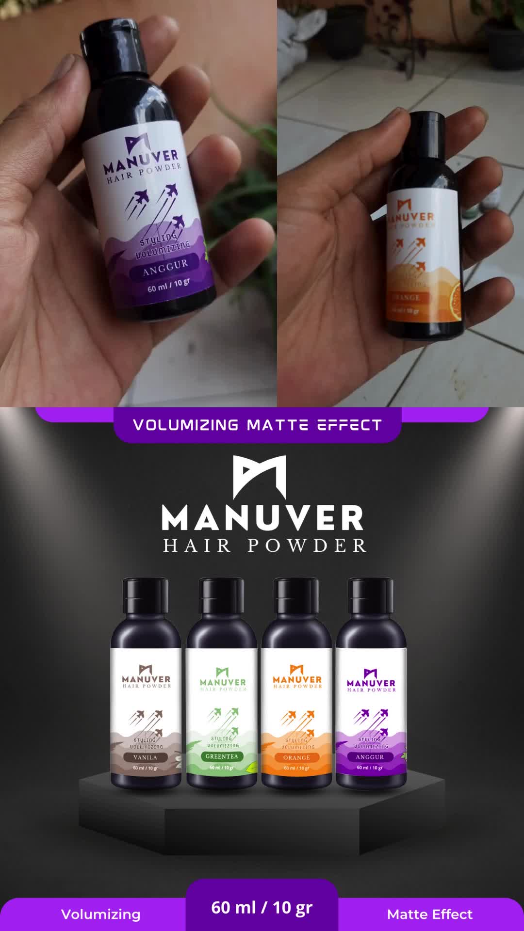 MANUVER HAIR POWDER MATTE TEXTURE HAIR VOLUME 60 ML/10 GRAM