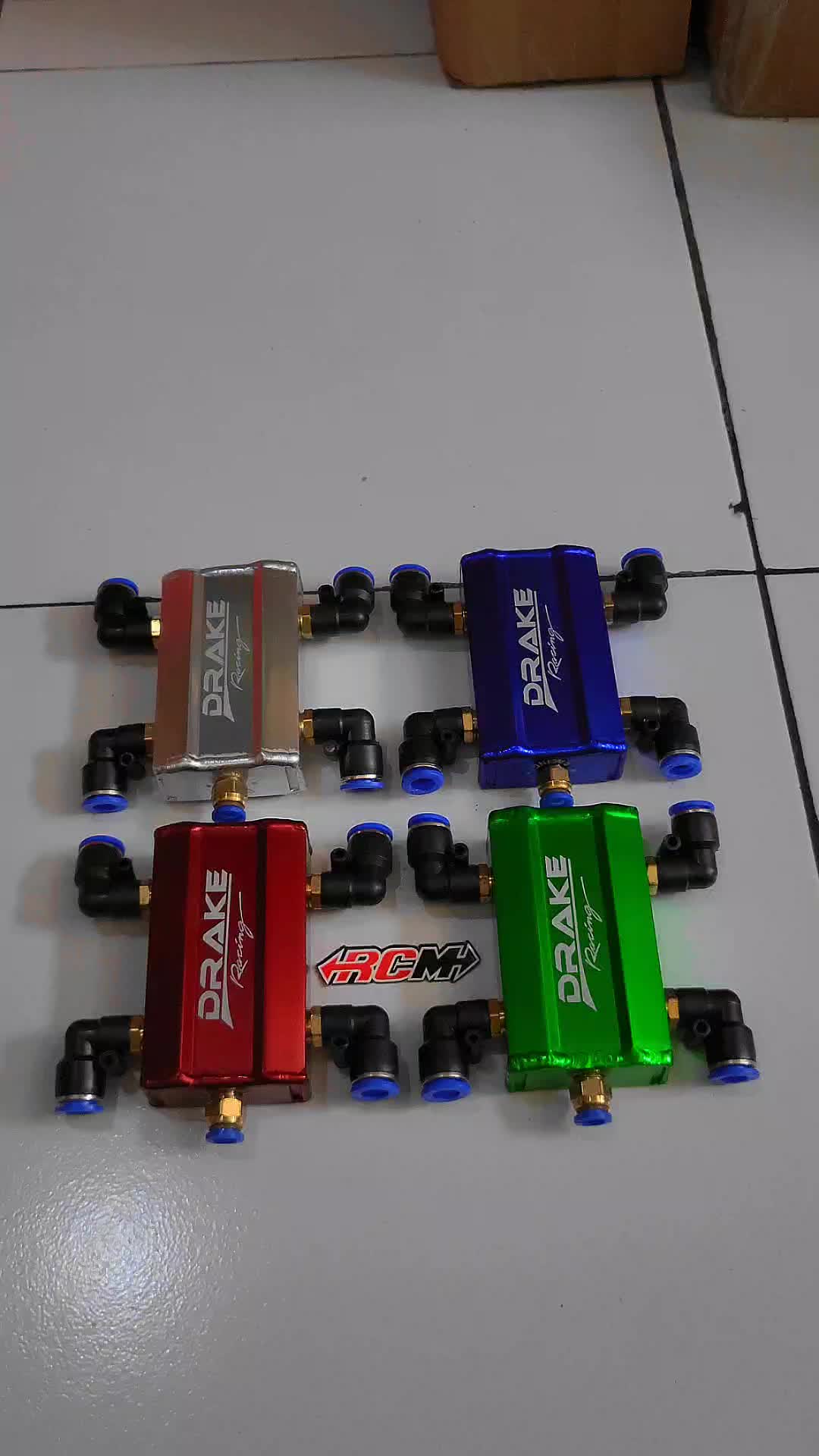 TABUNG HAWA CNC UNIVERSAL MOTOR RACING BOTOL KOTAK DRAKE ALMUNIUM PENDINGIN POLISH RED BLUE GREEN MERAH BIRU HIJAU ORI ORGINAL ASLI