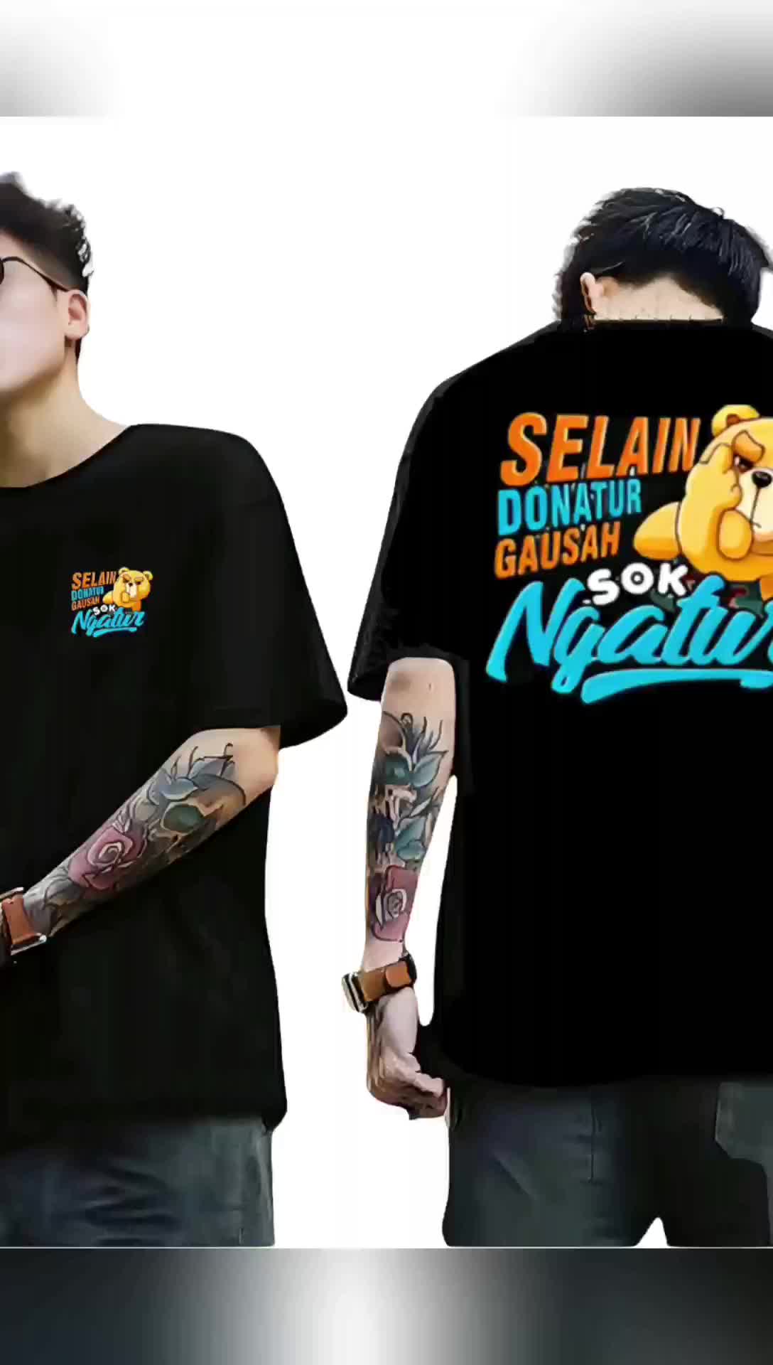 Kaos Tshirt UNISEX Pria/Wanita kaos korean, kaos distro kaos motif DTF  (DONATUR) Nyaman Oblong Santai Combed Hitam