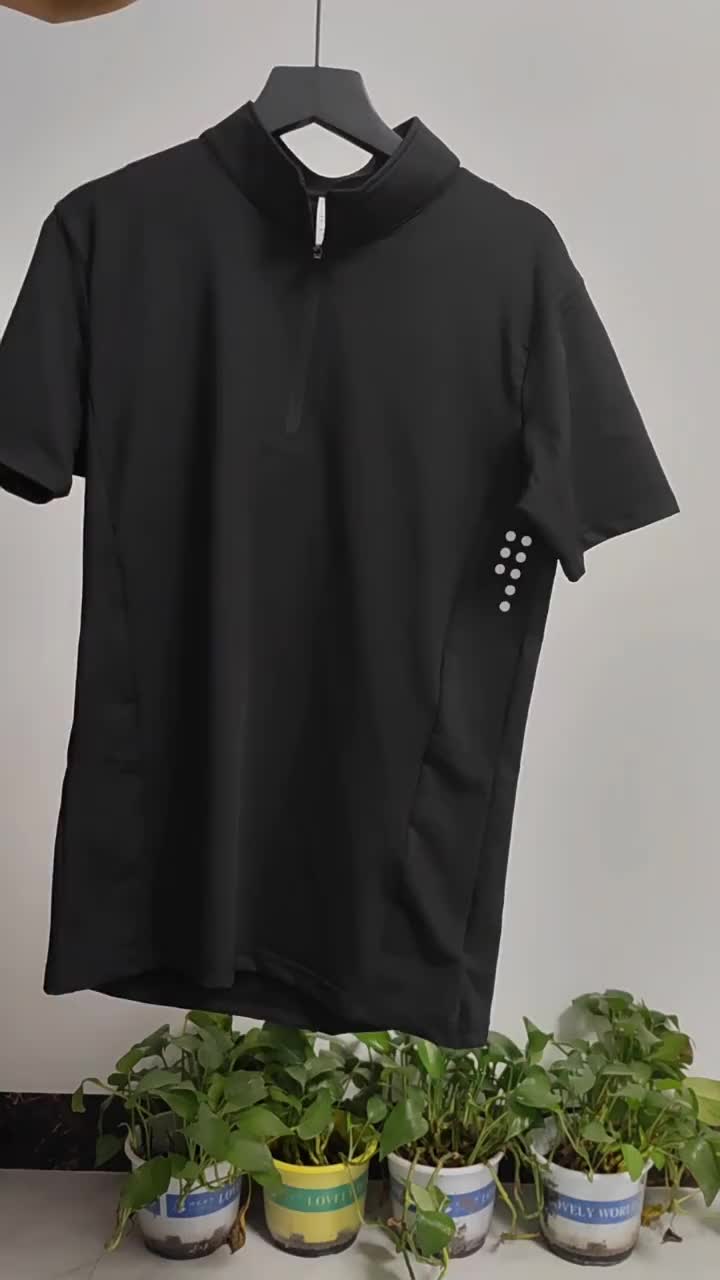 KAMB kaos pria resleting lengan pendek Kerah