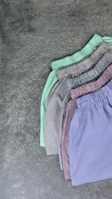 IGOYOGI Celana Model Salur Wanita Kulot Pendek Oversize Rumahan 1/2 Strip Niki