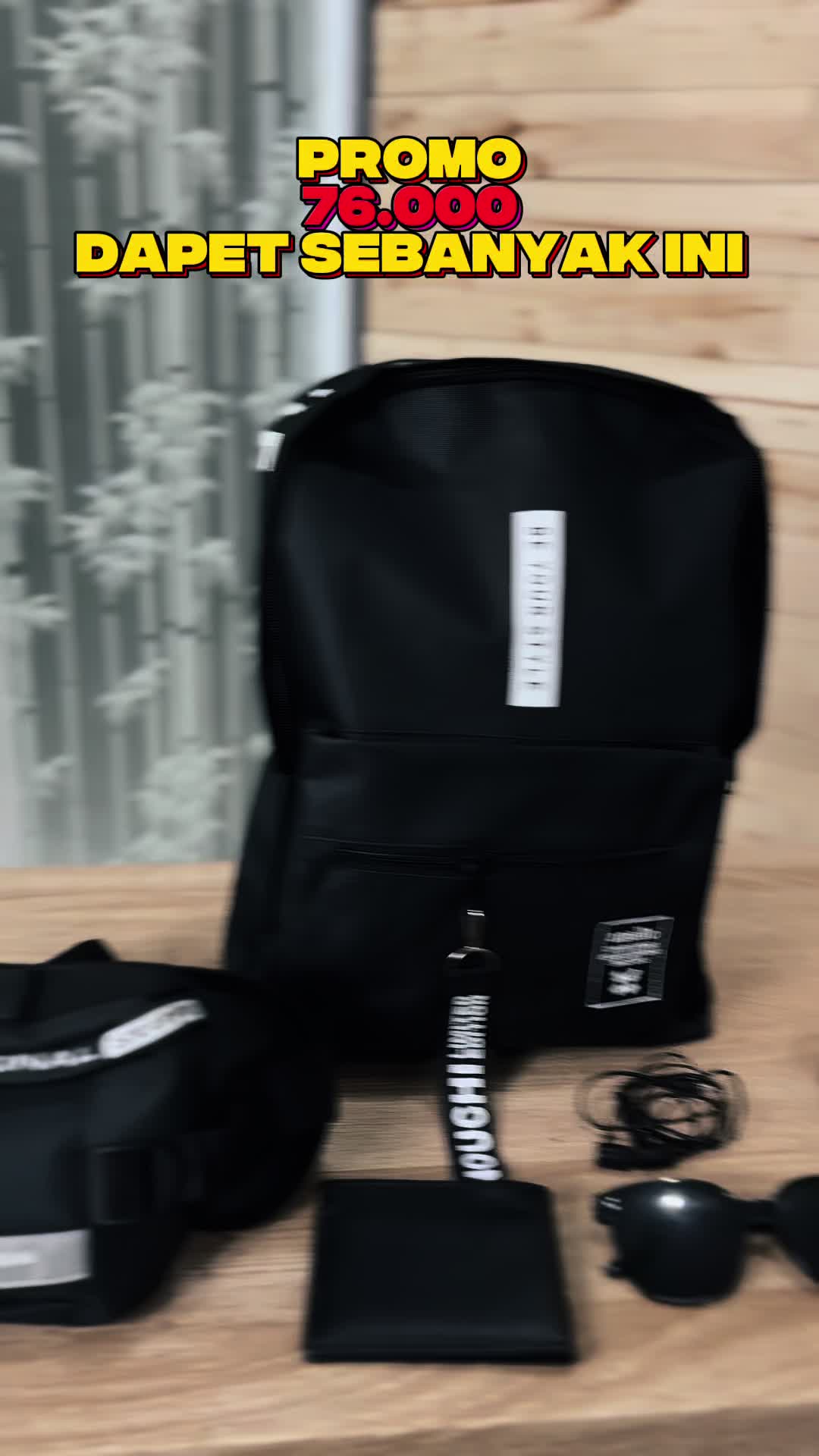 PROMO SUPER HEMAT 2025 TAS RANSEL PROMO BUNDLING BELI 1 DAPAT 6 BAHAN KULIT PU Hitam Backpack Wanita Pria Sekolah