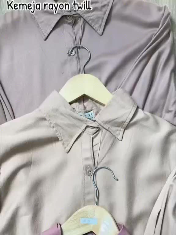 Baju Atasan Kemeja Basic Kasual Kekinian Polos Bahan Rayon Twill Oversize  By Zubi Fashion