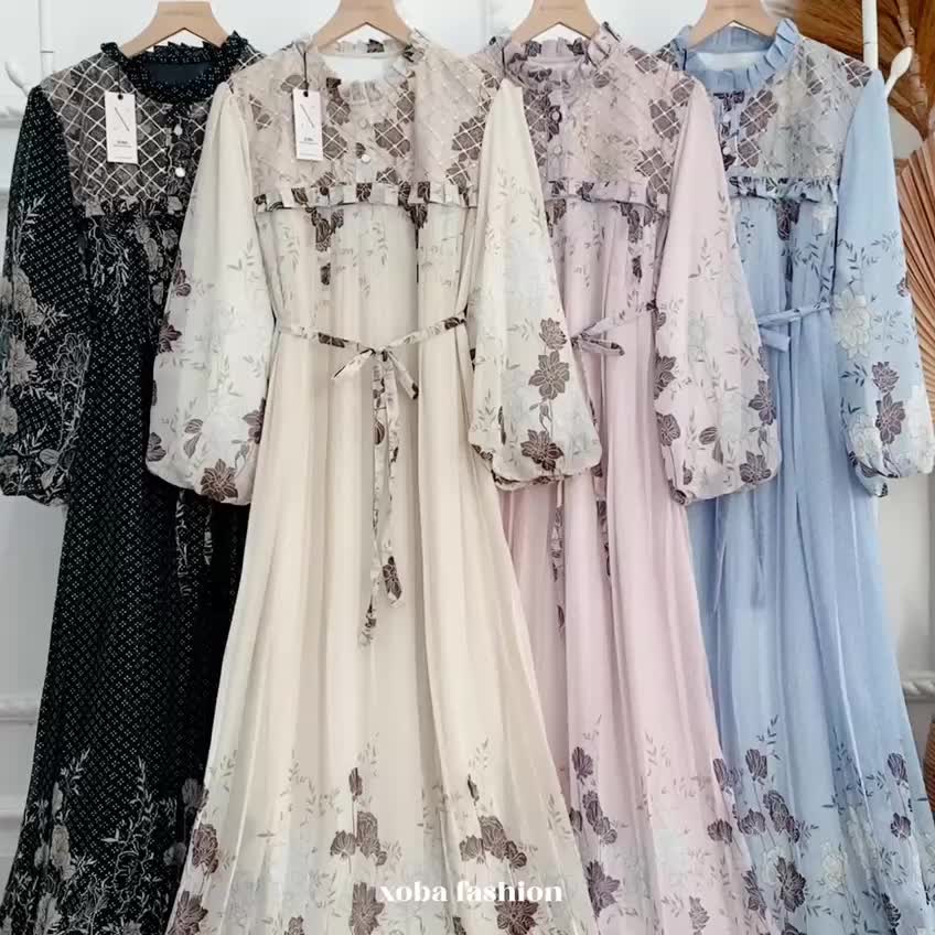 Xoba 3515 LD 100, 106 CM DAN LD 110 CM Kaftan Maxmaraa Gaun Kasual Wanita Ceruti Mix Tile Motif