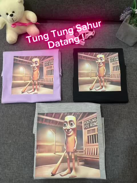 KOKO IMPORT - Baju Kaos Anak Motif Tung Sahur Viral Usia 2-16 Tahun Lengan Pendek Perempuan Laki laki Keren Lembut