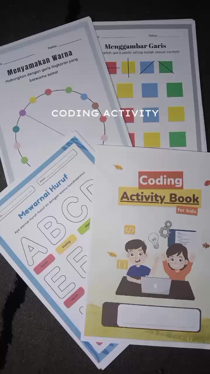 50 Lembar Kreativitas Coding Activity/ worksheet coding HVS A5/For Kids/ Coding Anak Belajar