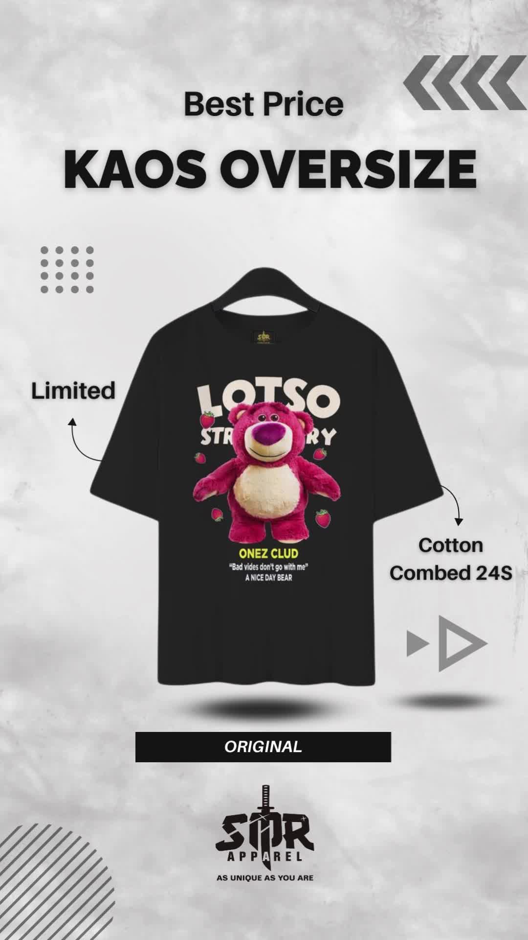 SMR APPAREL - Kaos Oversize LOTSO STRAWBERRY premium Cotton Combed 24s Pria & Wanita Basic Lembut  Baju Dewasa  Distro